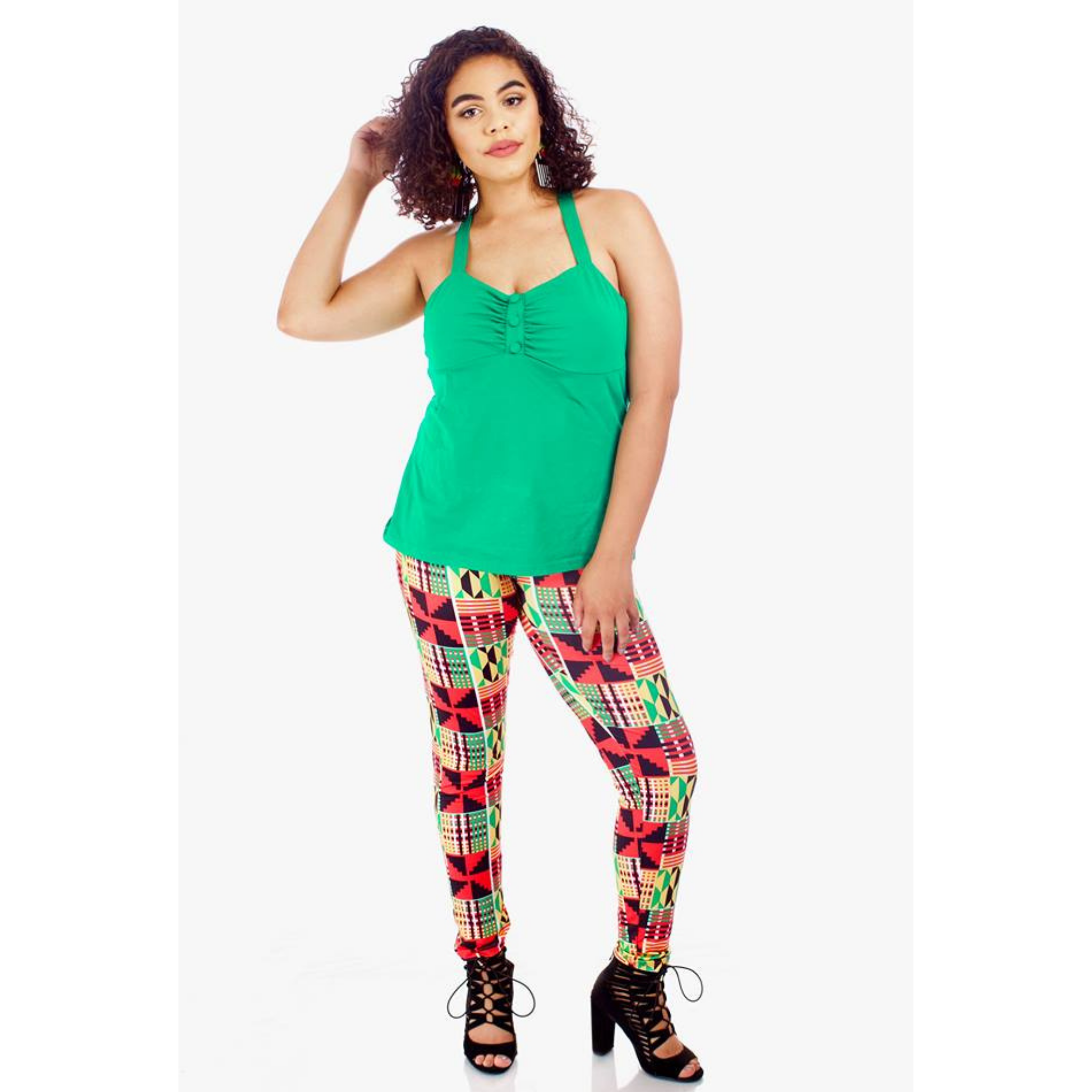 Comfortable Kente Print Leggings – Vibrant Ethnic Style