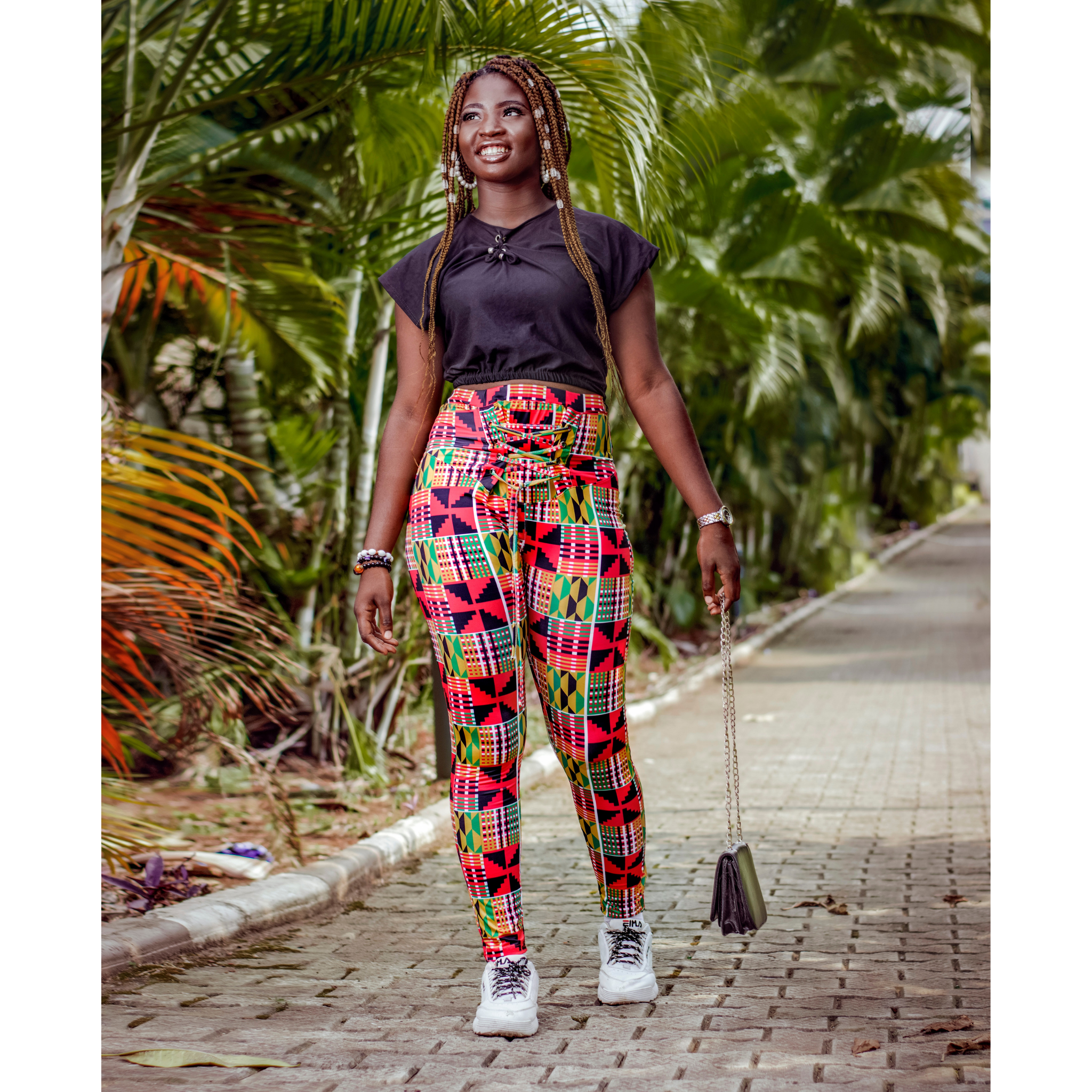 Comfortable Kente Print Leggings – Vibrant Ethnic Style