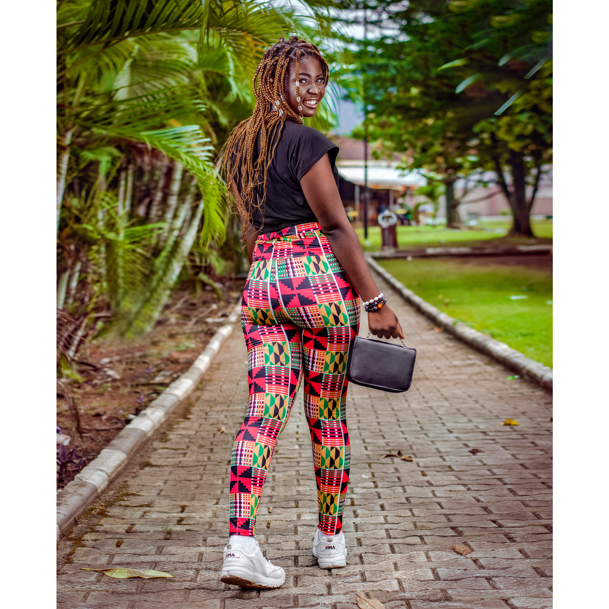 Comfortable Kente Print Leggings – Vibrant Ethnic Style